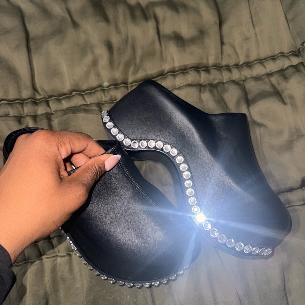 Area x Sergio Rossi Black Embellished Women's Mules - Picture 7 of 10